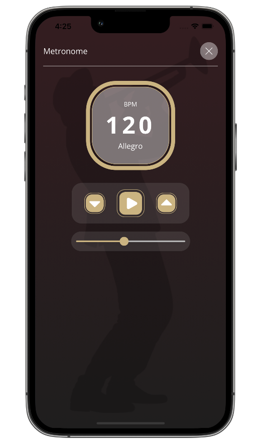 Professional trumpet metronome app with customizable tempo and time signature settings